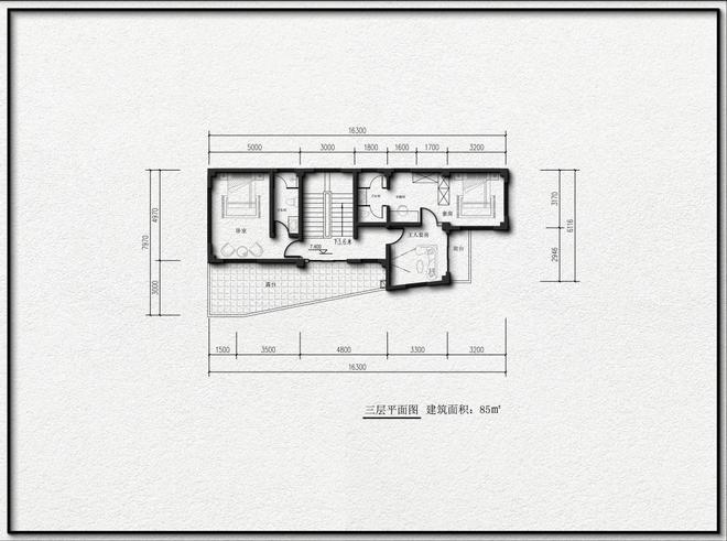 6米宽威客电竞且宅基地不规则的三层小面宽现代风自建别墅(图4)